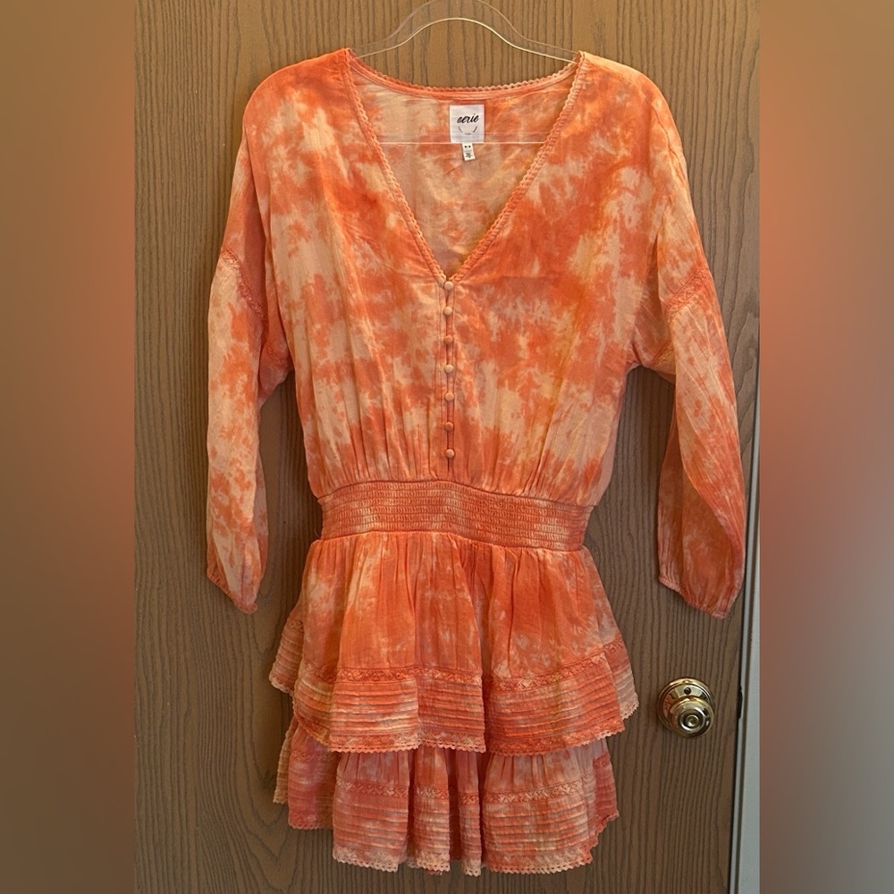 Aerie ‘Rock N Ruffle’ Orange Tie-Dye Mini Dress